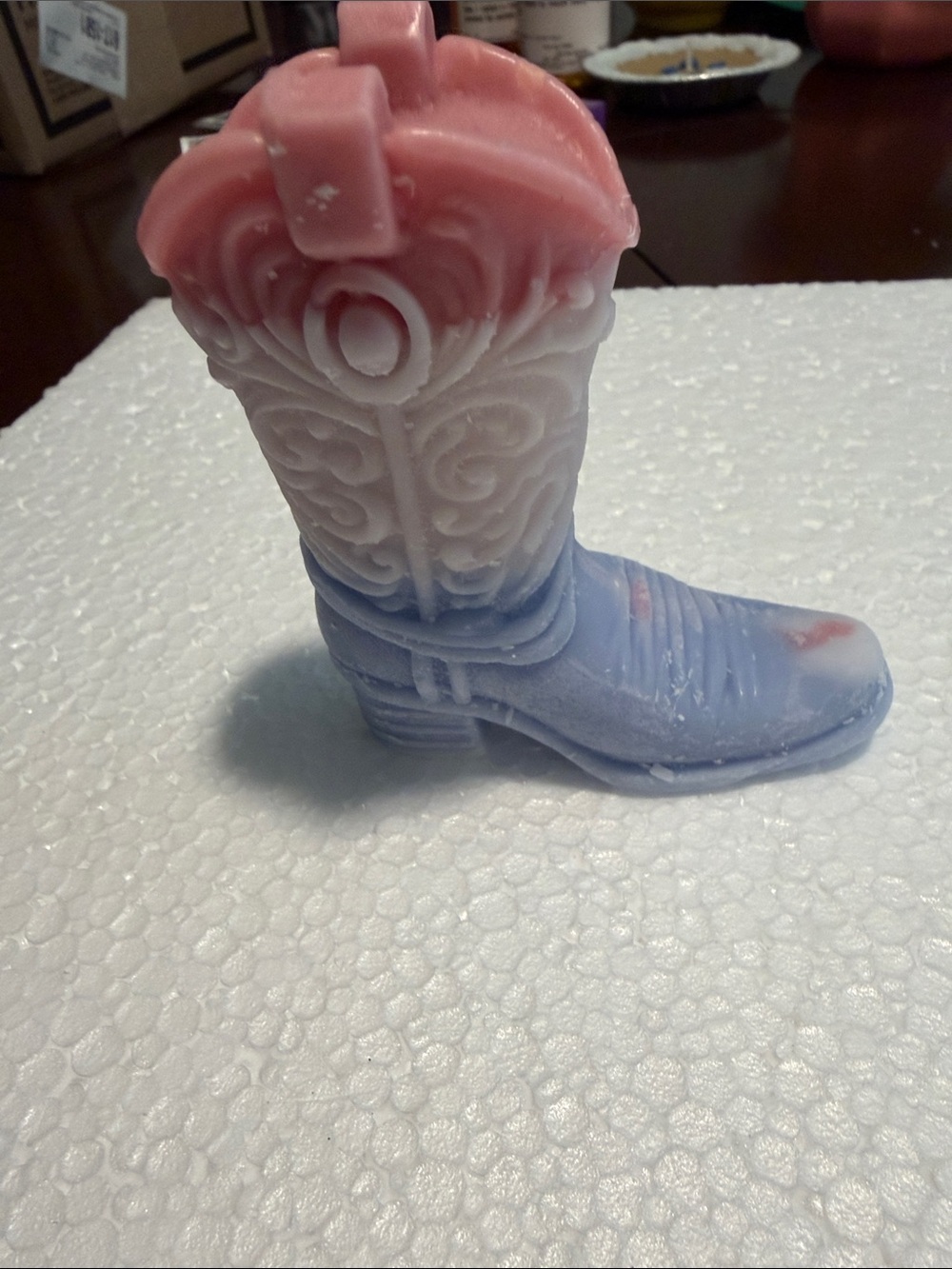 Western Boot Candle in Pink and Lavender decor non wick
